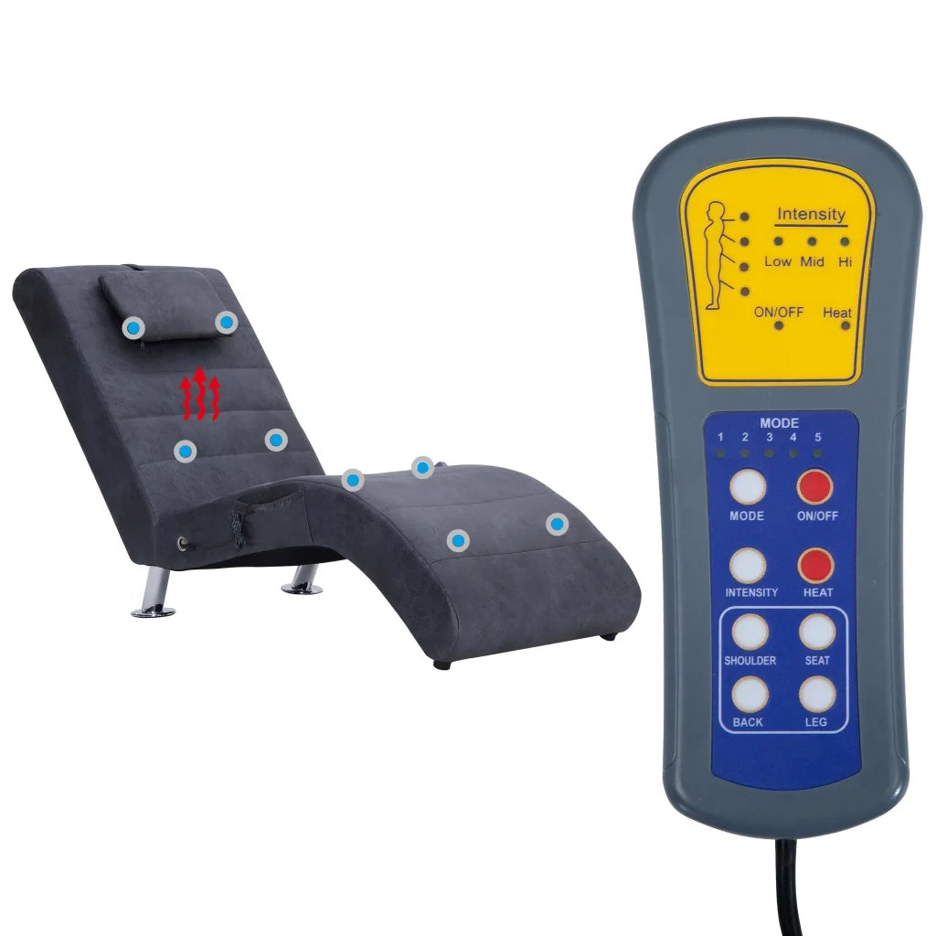 Sdraio Massaggiante con Cuscino Grigia Similpelle Scamosciata CFW2365735