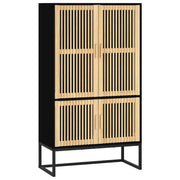 Credenza | Madia | Buffet da pranzo | Armadio da pranzo Nera 70x35x125 cm in Legno Multistrato