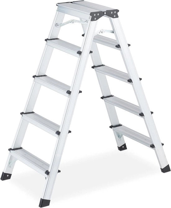 Scale aerea 5 gradini in alluminio pieghevole fino a 120 kg leggero scala a doppia rampa - extra stabile