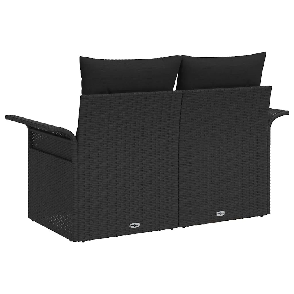 Divano da giardino con cuscino-Sofa da Giardino-Divano da esterno Nero 141 x 62 x 69cm polyrattan 316795