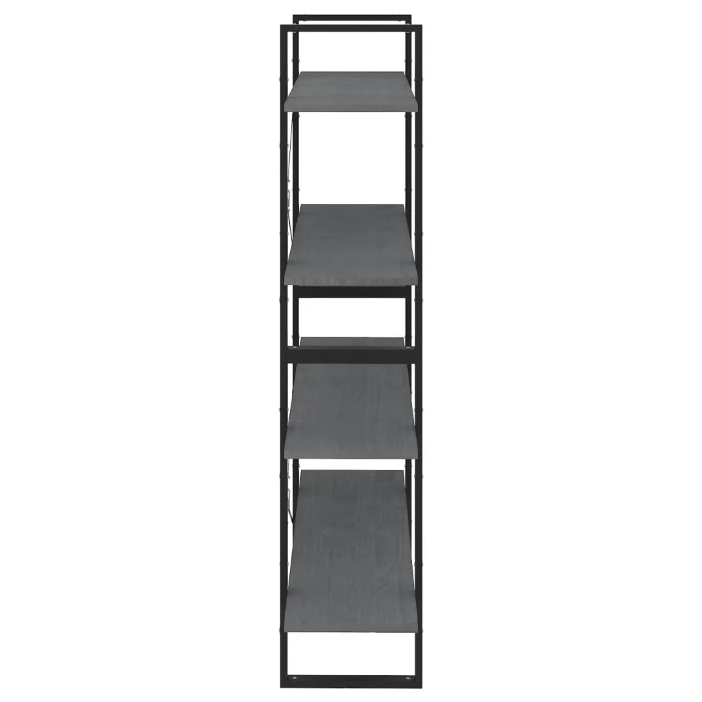 Libreria a 4 Ripiani Grigia 100x30x140 cm in Massello di Pino 806484