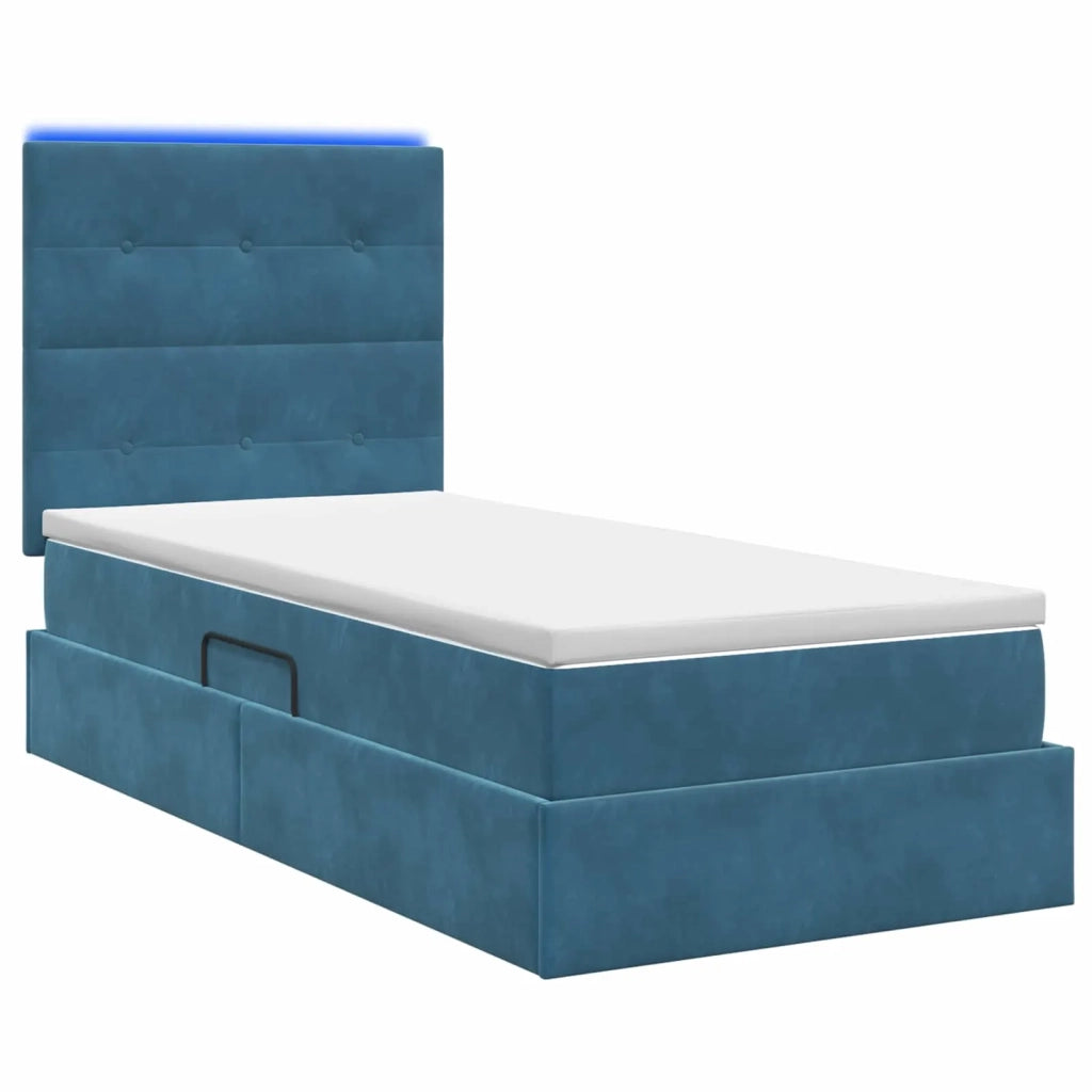 Letto con contenitore LED e materasso Blu Scuro 90 x 200 cm 3460108