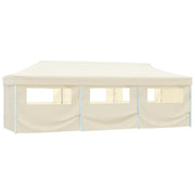 Tenda Pieghevole Pop-Up con 8 Pareti Laterali 3x9 m Crema