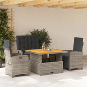 Set da Pranzo da Giardino 4 pz con Cuscini in Polyrattan Grigiocod mxl 90847