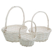 Set di 3 cestini in vimini bianchi 23x23x28-19x19x24-15x15x20h cm