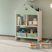 Scaffale per Cameretta Vipsali Design a Casetta 90x60x27 cm Menta Verde / Bianco [en.casa]