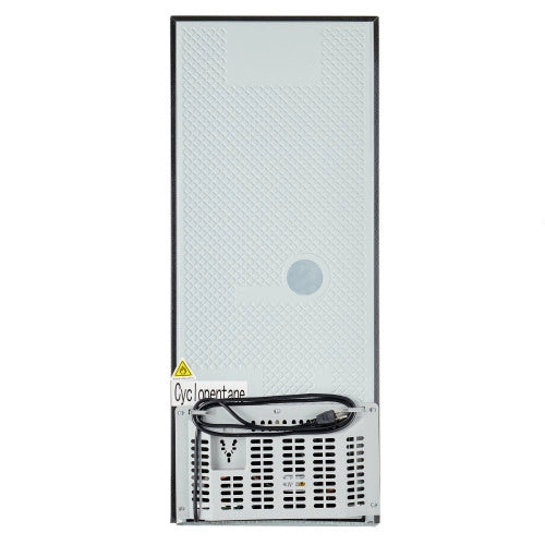 Mini frigorifero; congelatore; volume totale 106L; compartimento frigorifero da 60L; compartimento freezer da 46L; illuminazione LED; mensole regolabili; efficiente energetico; nero+argento