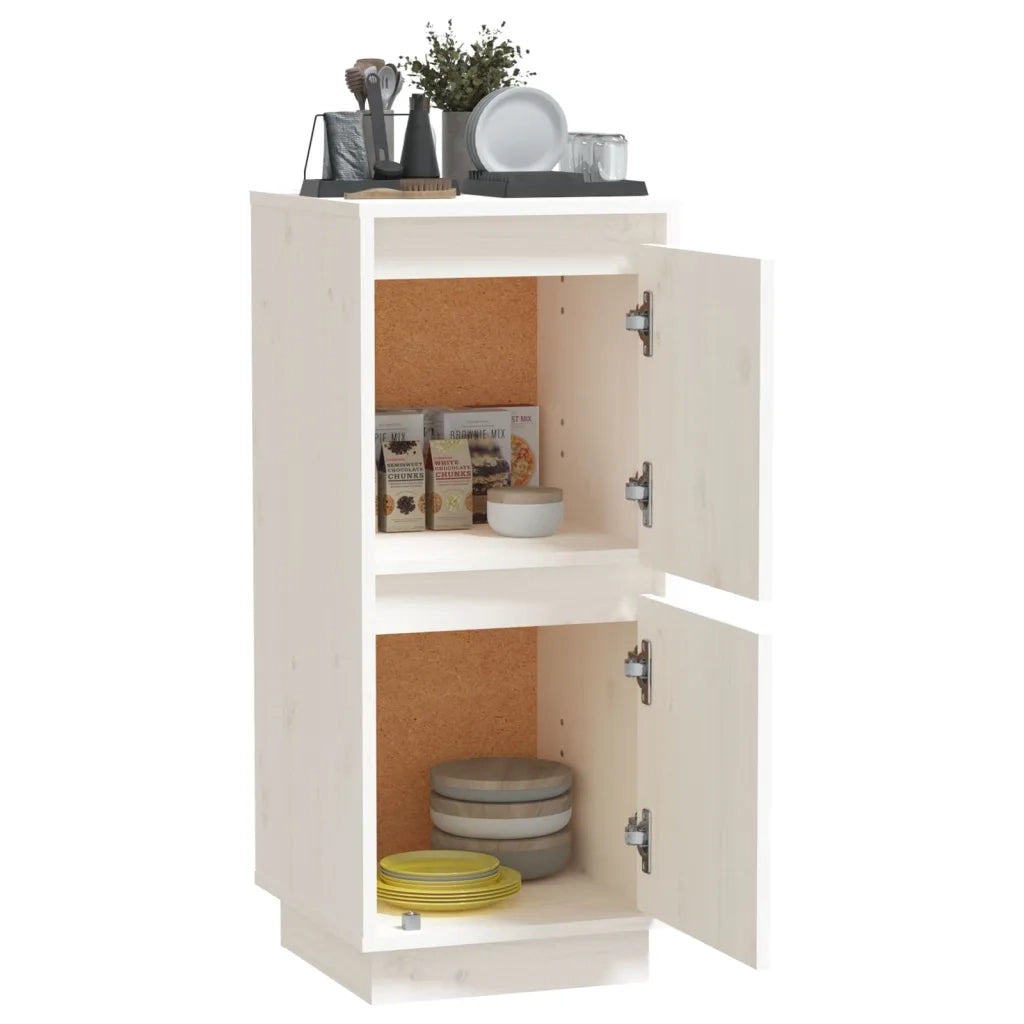 Credenza Bianca 31,5x34x75 cm in Legno Massello di Pino 813382