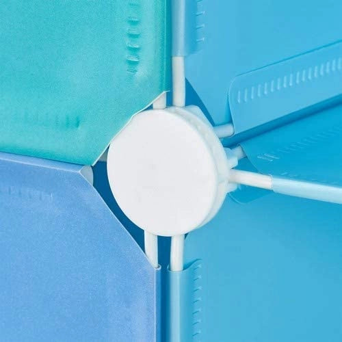 Scaffale portaoggetti per bambini armadietto modulare in plastica con motivo di animali guardaroba blu 13_0001209_2