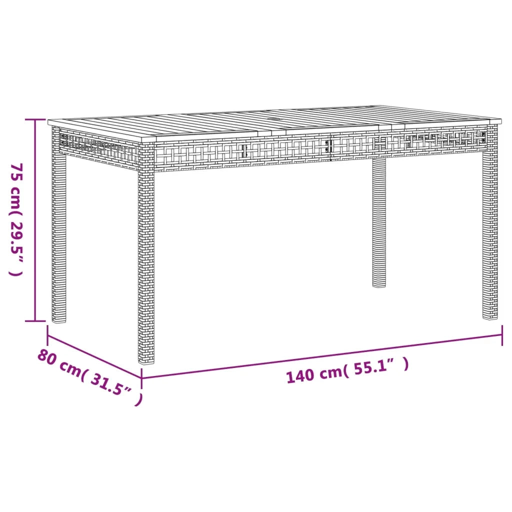 Set da Pranzo da Giardino 7 pz Nero con Cuscini in Polyrattan 3213563