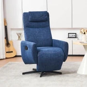 Poltrona relax reclinabile con base girevole e schienale regolabile, 67x80.5x110 cm, Blu