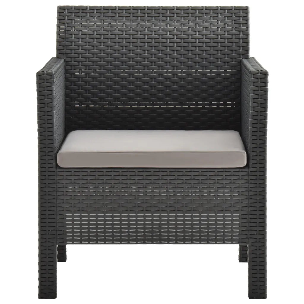 Set Divani da Giardino 3 pz con Cuscini in Rattan PP Antracite cod mxl 41032