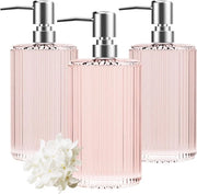 Dispensatore di sapone in vetro 3-pack - Sapone e Lotion - 3 pezzi - Rosa - 470 ml