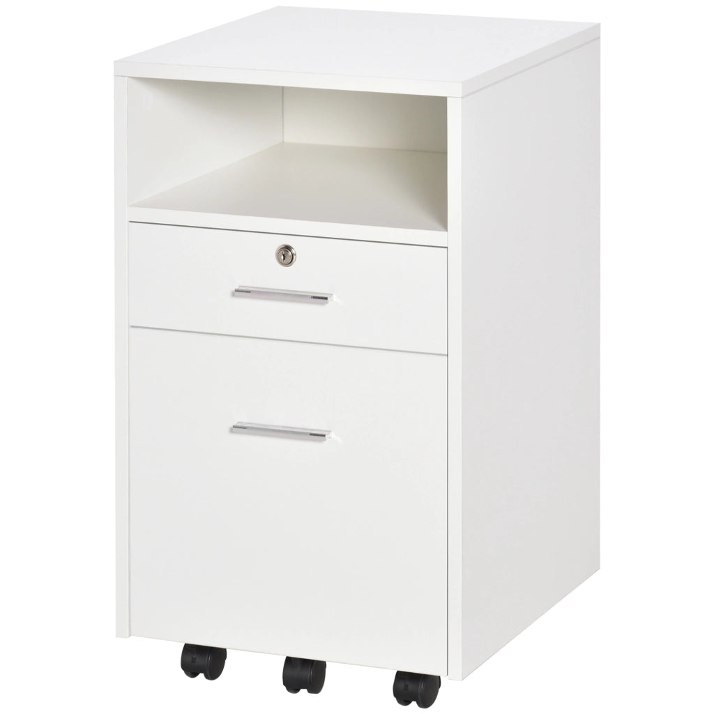 Scrivania con cassettiera ¨C zephmum ¨C 39x40x65 cm, bianco