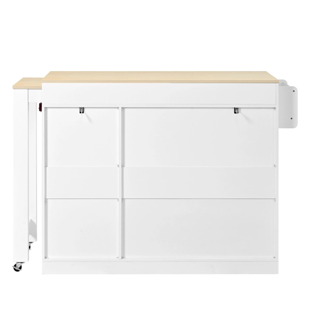 Isola Cucina su Ruote con Cassetti e Portaspezie ¨C MINIMAL ¨C Bianco, Allungabile