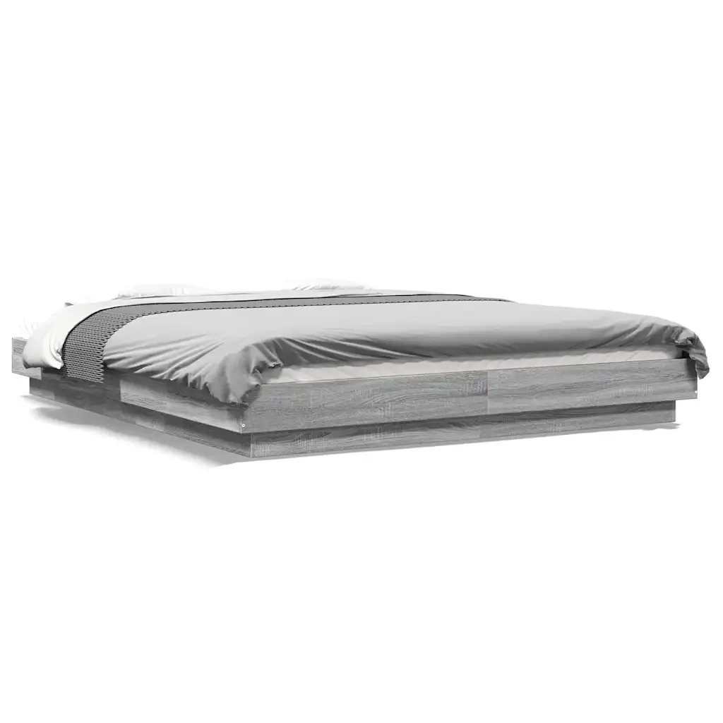 Giroletto Luci LED Grigio Sonoma 160x200 cm Legno Multistrato 3281089