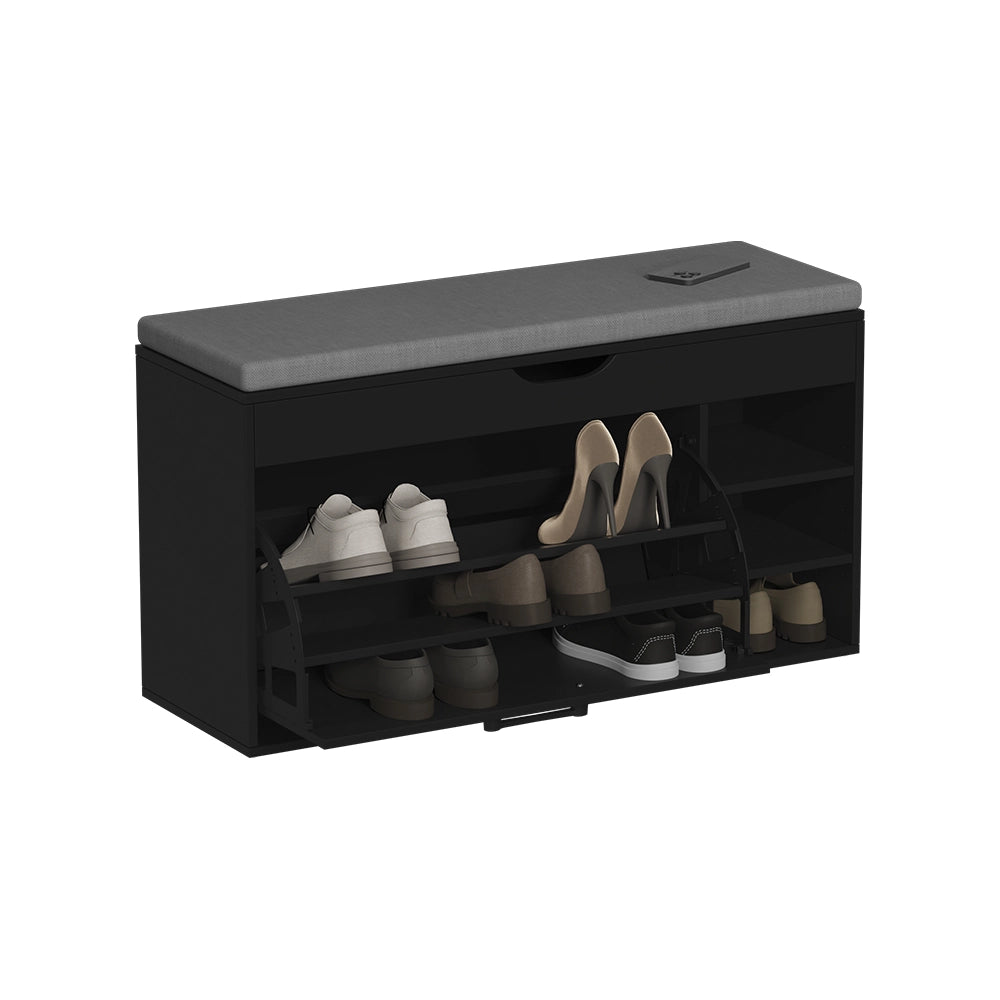 Vicco Panca scarpiera da ingresso Nero/Grigio 90 x 50 cm con sedile