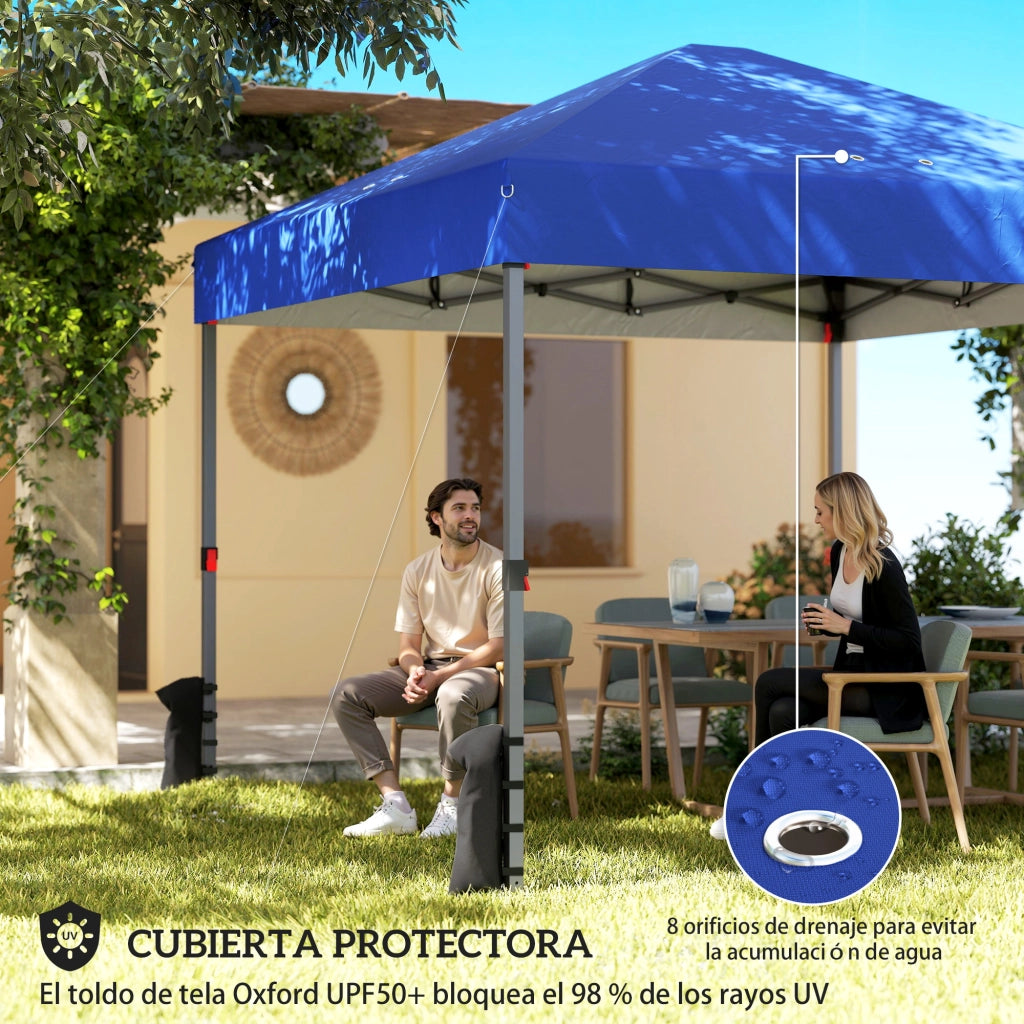 Tenda da giardino pieghevole 3x3 m ¨C zephmum ¨C 3 pareti, 2 finestre, blu