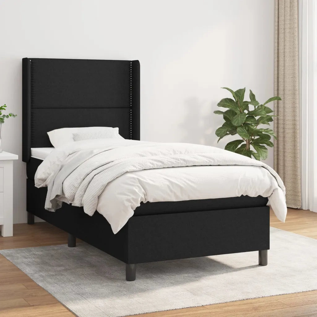 Giroletto a Molle con Materasso Nero 90x200 cm in Tessuto cod mxl 59613