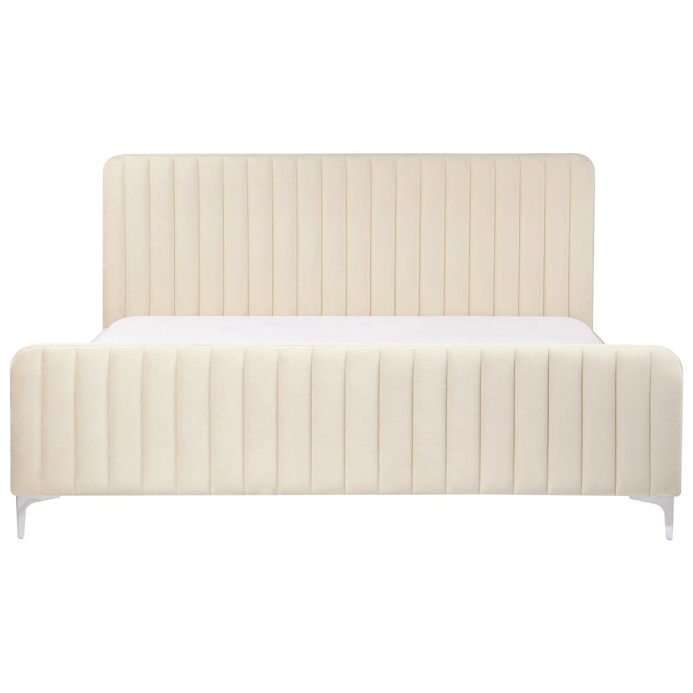 Letto in velluto grigio 180 x 200 cm trapuntato testiera gambe in metallo design moderno