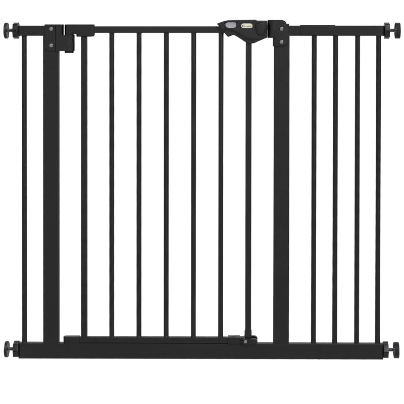 Cancelletto di sicurezza per cani, barriera per animali domestici, in metallo e plastica, 74-80/87-94 cm, nero