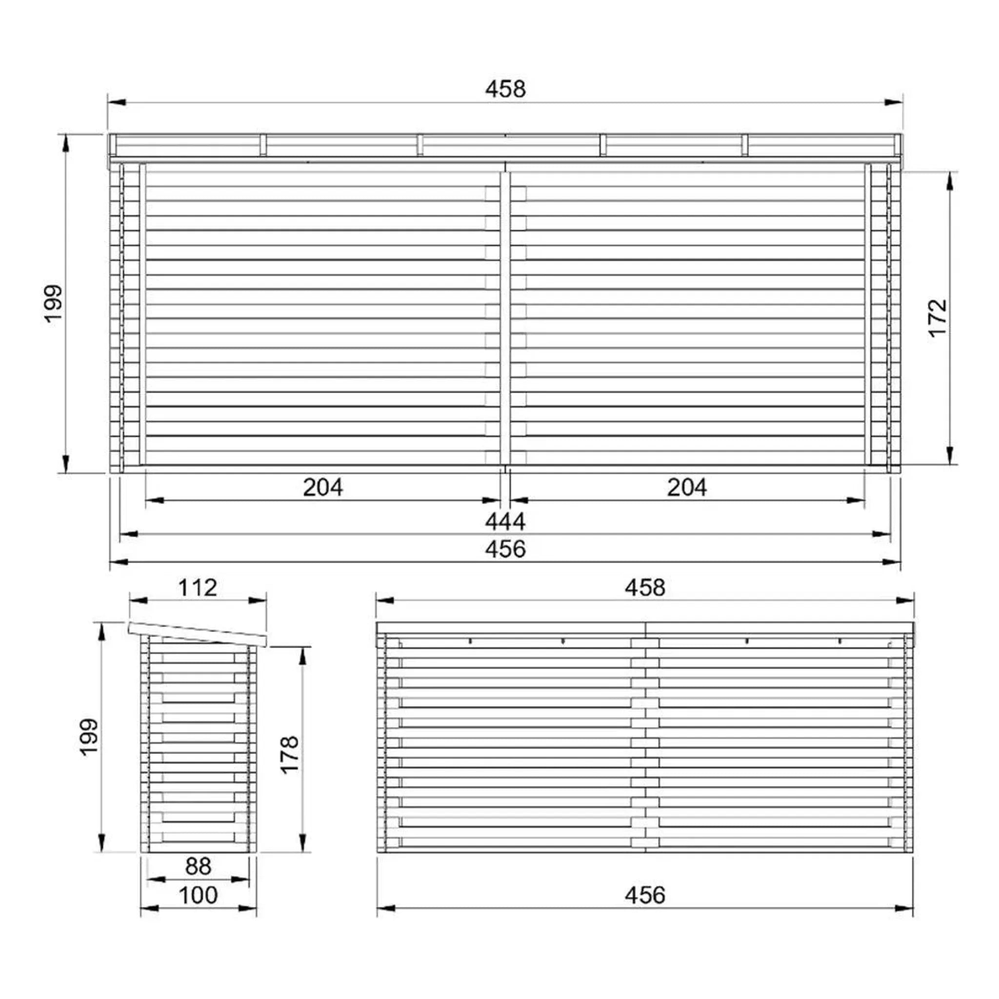 Legnaia da Esterno in Legno - 112x458xA199 cm/6,7 m3 TIMBELA M203