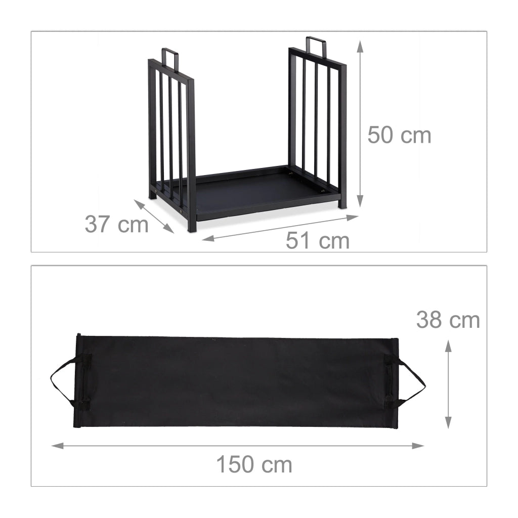 Supporto legna per camino in acciaio nero da 51 cm 13_0002543