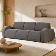 Divano modulare 115x247x76 cm con funzione letto in velluto a coste grigio