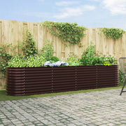 Letto da Giardino Rialzato Marrone 400x80x81 cm Acciaio Zincato