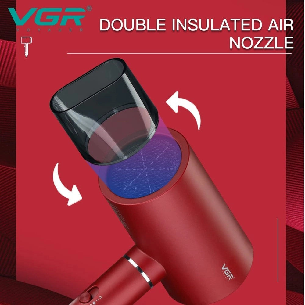 Trade Shop - Vgr V-431 Asciugacapelli Professionale 1600-1800w Parrucchiere Shop Hair Dryer - Rosso