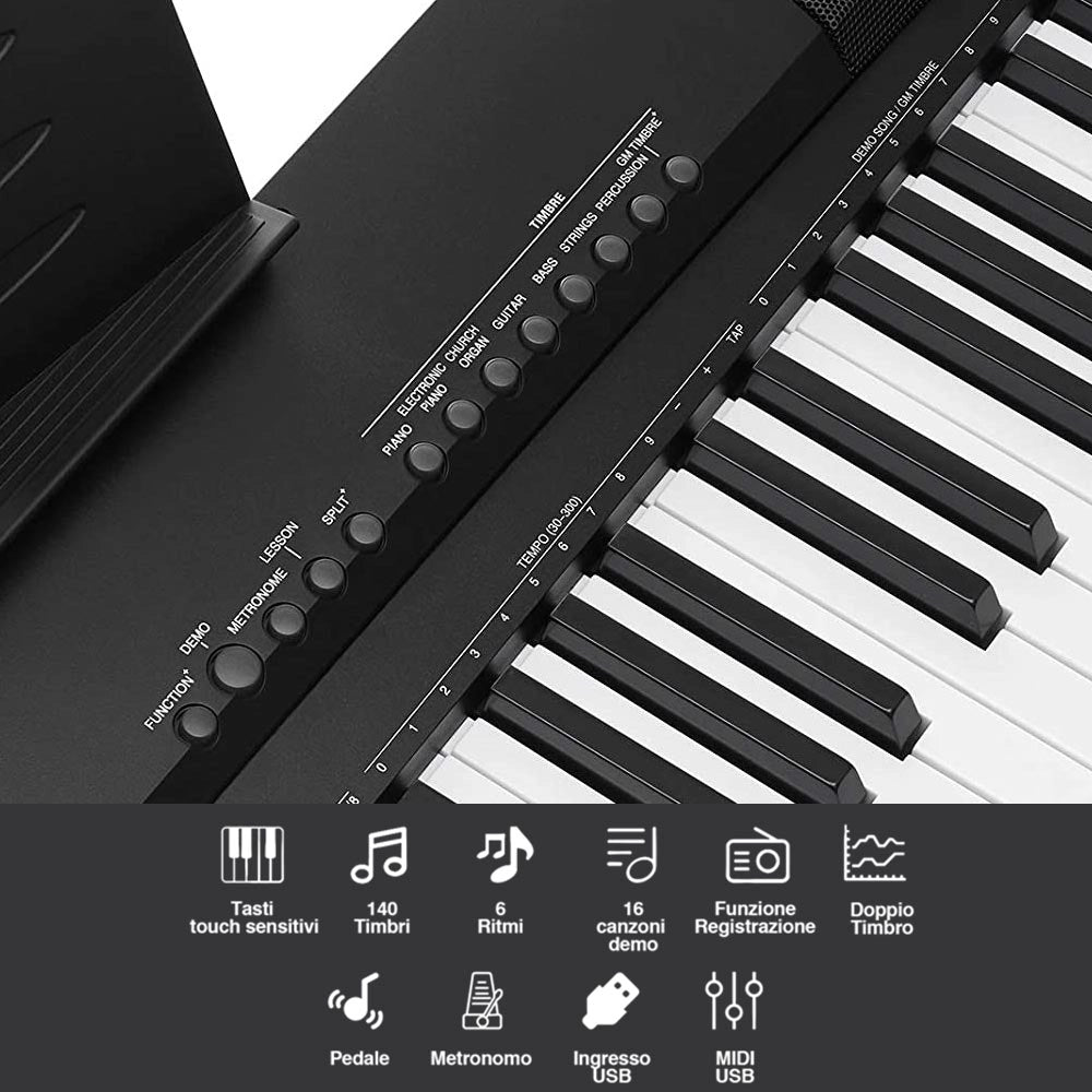 Tastiera Musicale 88 Tasti Pesati Professionale Pianola Pianoforte con Pedale