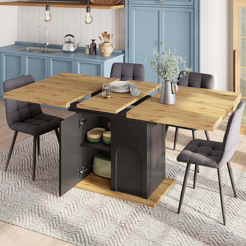 Tavolo da pranzo estensibile - Xylo - 110-140¡Á80 cm - Per 4-6 persone con ripostiglio