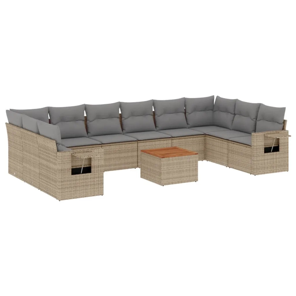 Set Divano da Giardino 11 pz con Cuscini Beige Misto Polyrattan 3257067