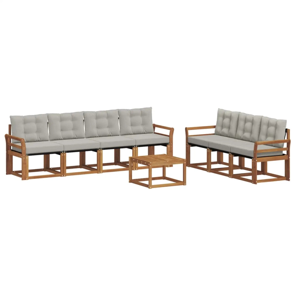 Set di divani da esterno 8 pcs Grigio Naturale e Chiaro