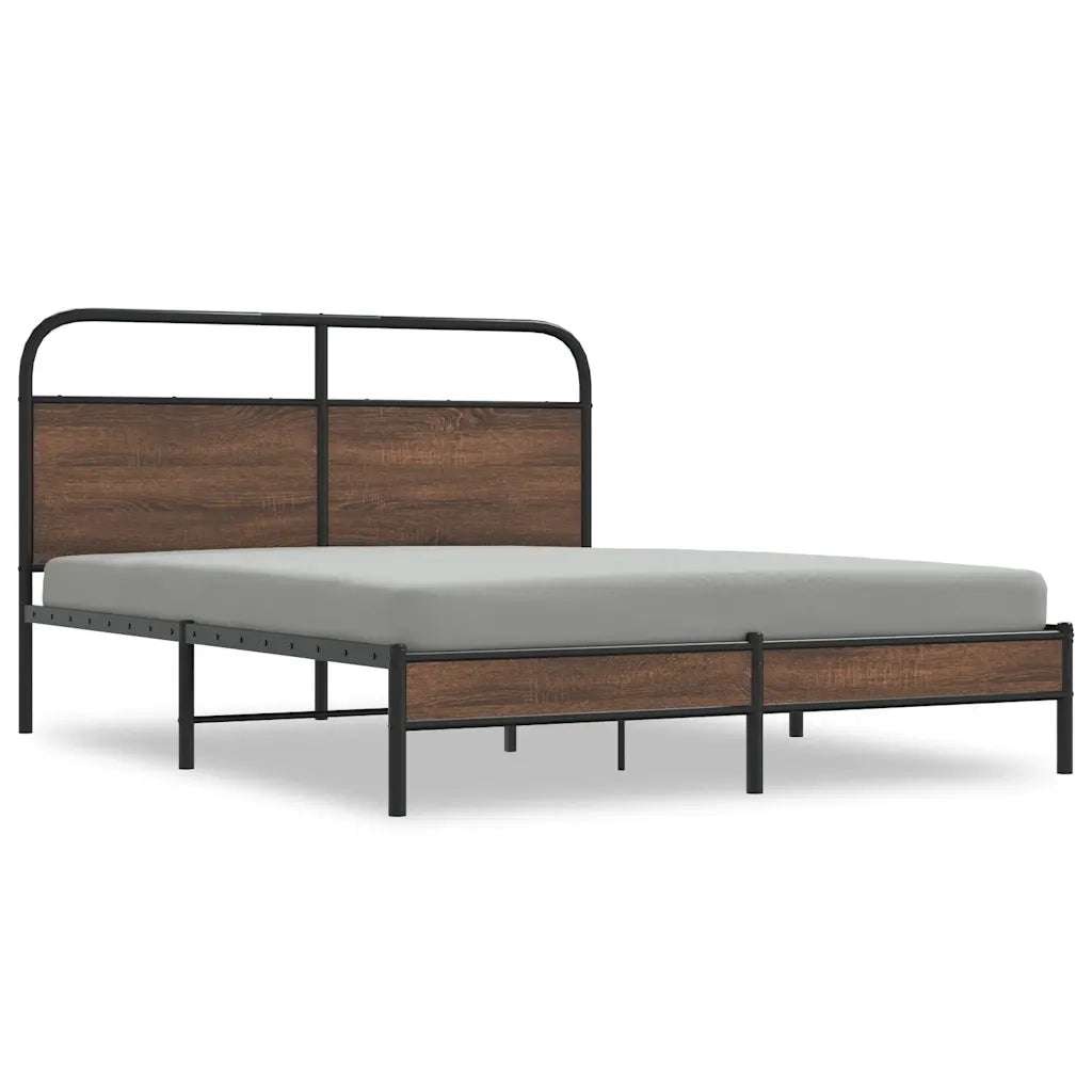 Letto matrimoniale | Letto per adulti | Giroletto senza Materasso Rovere Marrone 150x200 cm Truciolato