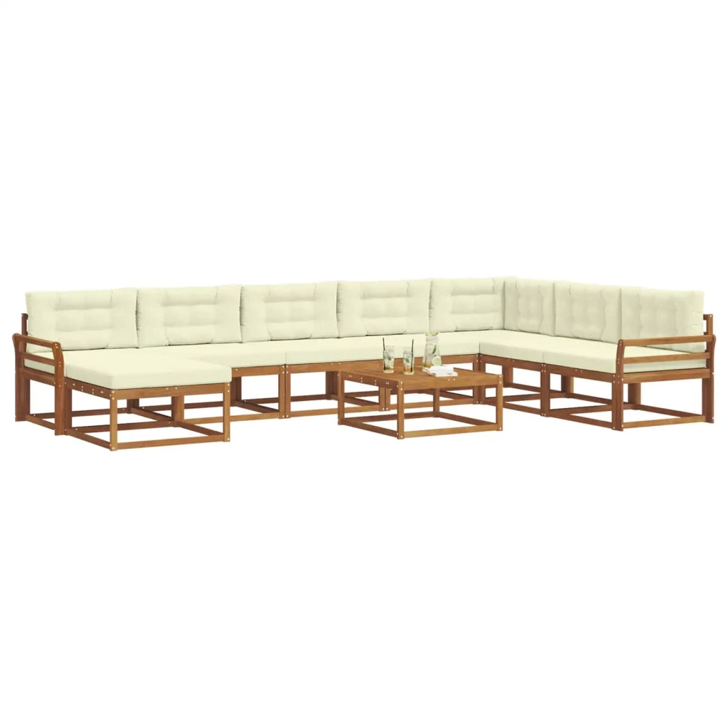 Set di divani da esterno con cuscino 9 pcs Naturale e Crema 3368033