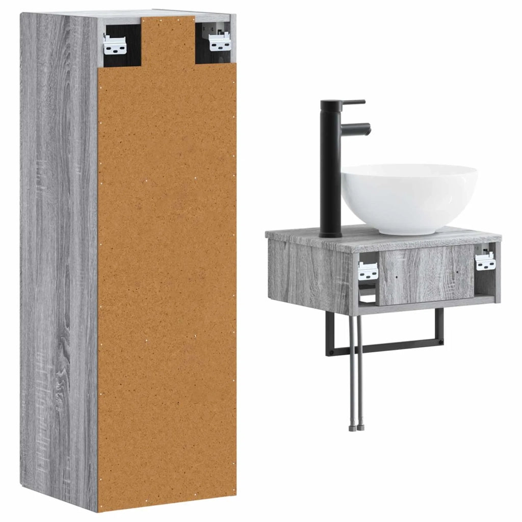 Set di mobili per il bagno 2 pz Sonoma grigio 3406099