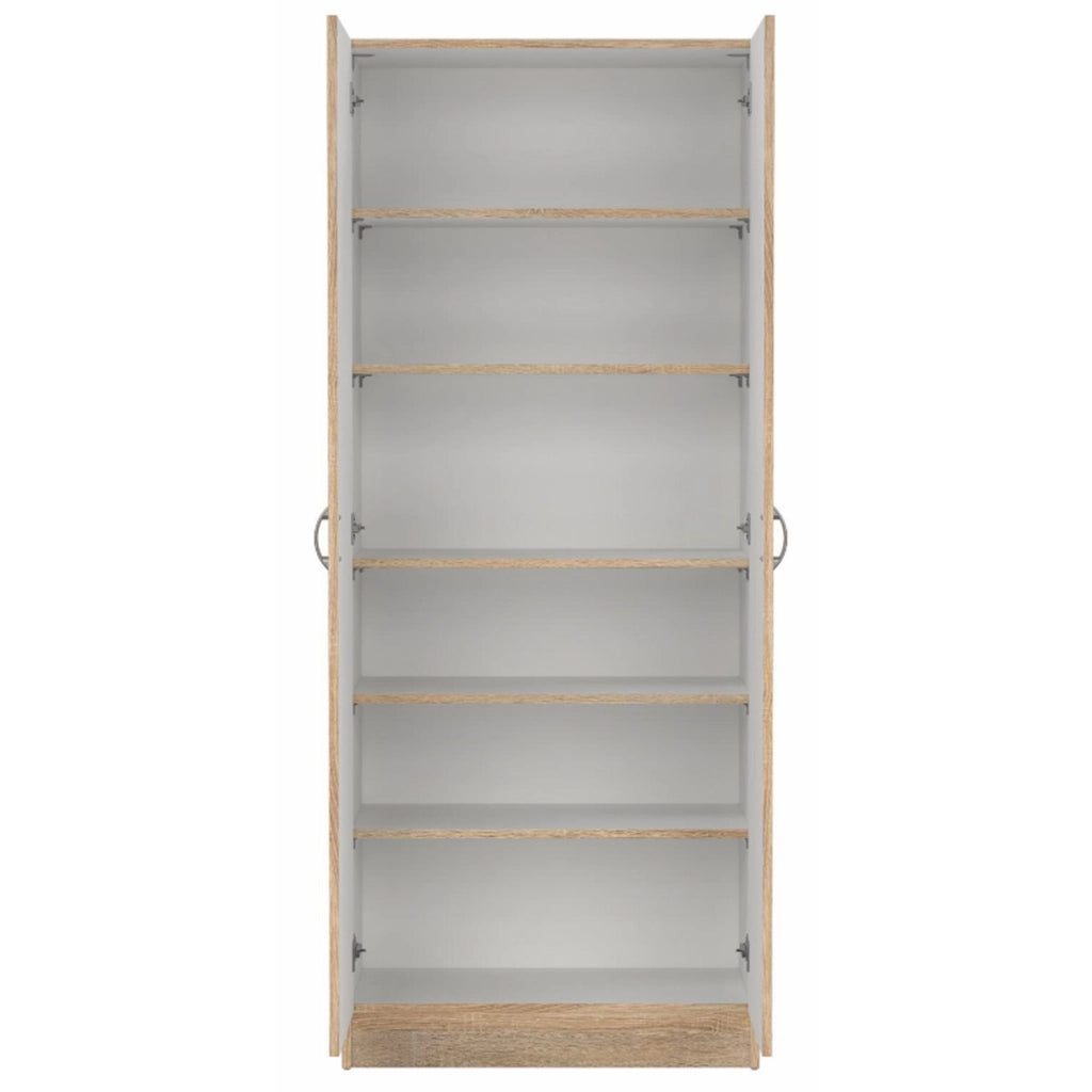 Scarpiera Salvaspazio A Armadio Con 2 Ante Mobile Multiuso Con 5 Ripiani Regolabili Design Moderno Per Ingresso Camera E Living 69.2 X 34.6 X 170.4 Cm Rovere