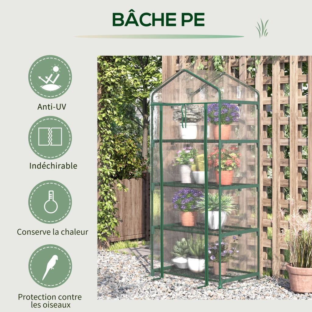 Serra da giardino 4 ripiani con telo PVC ¨C zephmum ¨C 70x50x160 cm