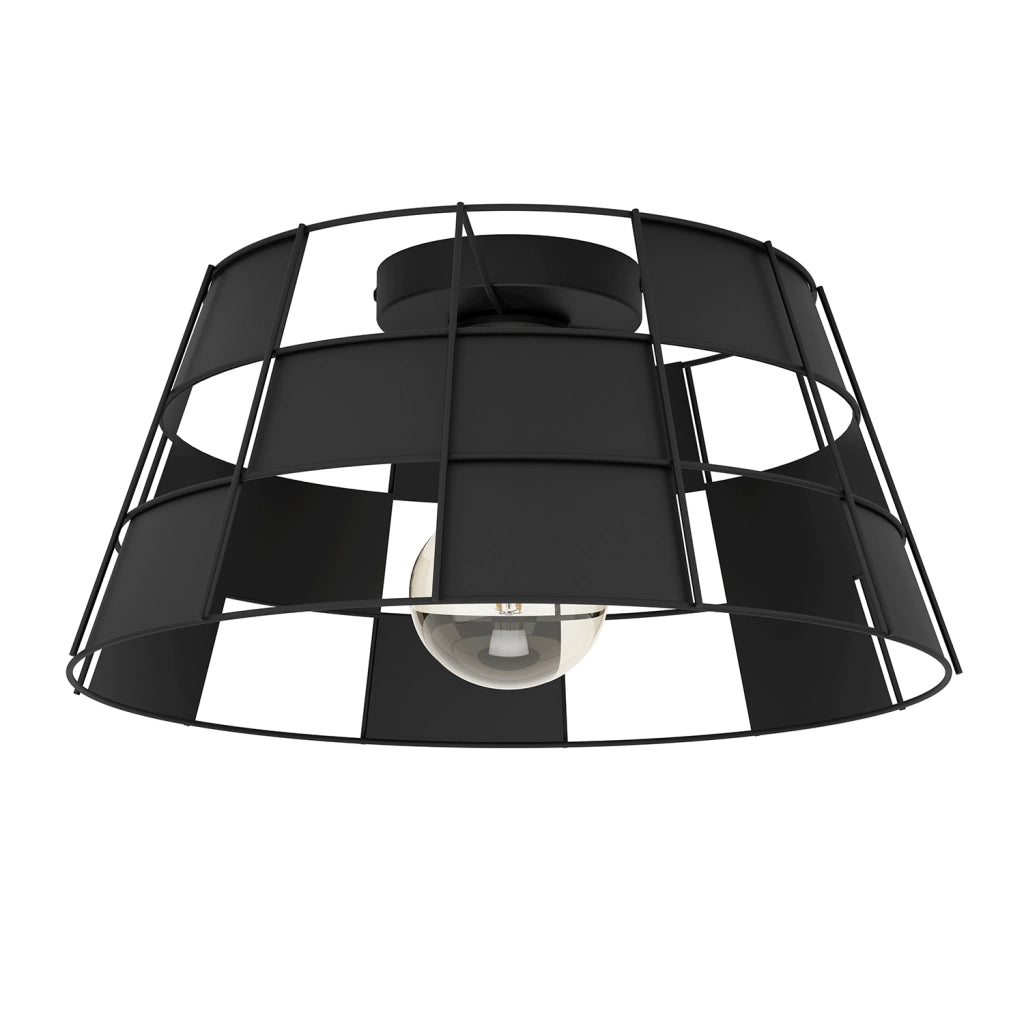 Plafoniera Vintage Pontefract Acciaio Nero 1 Luce E27