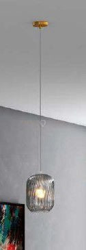 SOSPENSIONE OTTONE SAT. 1 LUCE VETRO FUME 1181OS-S1-FU