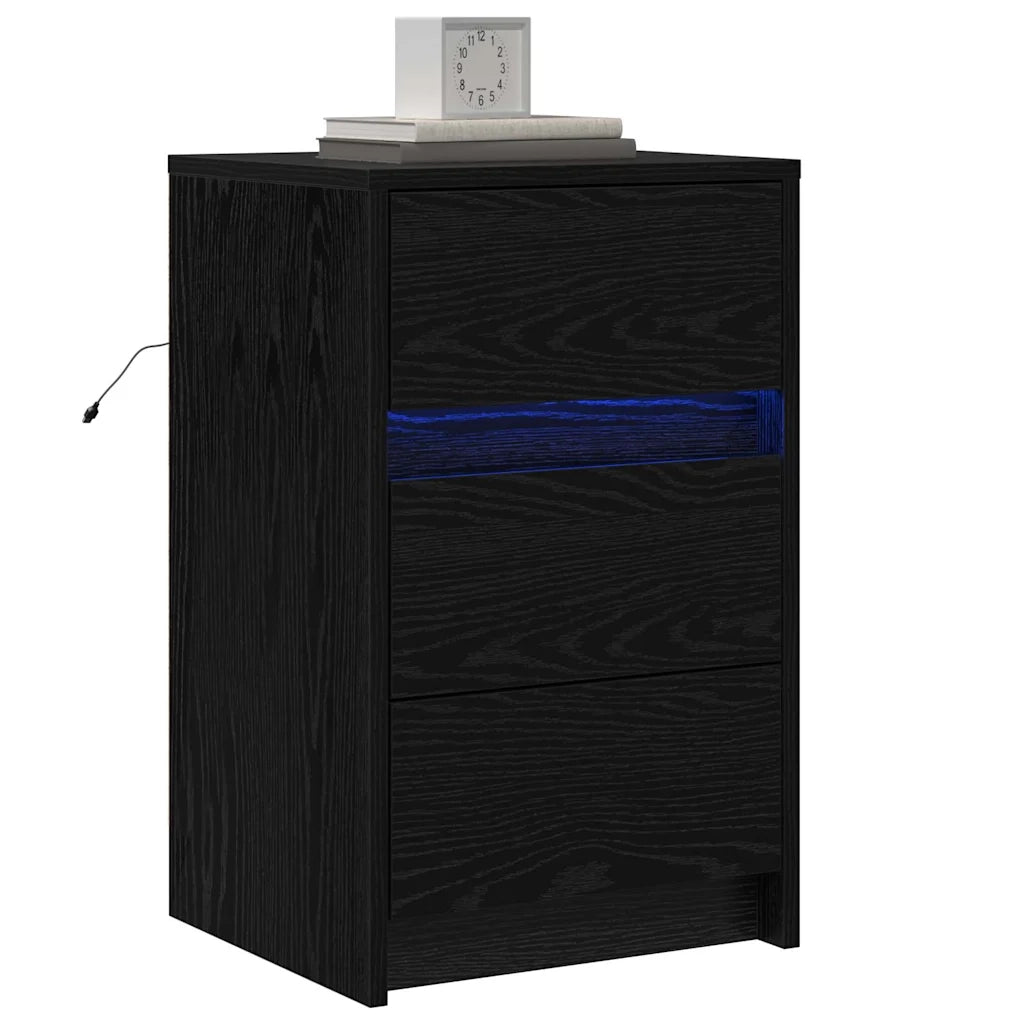 Comodino | Armadio da Notte | Mobiletto da notte Rovere Nero 38 x 34 x 61 cm Legno multistrato