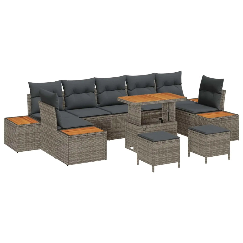 Set Divano da Giardino con cuscino 10 pcs Grigio 3363293