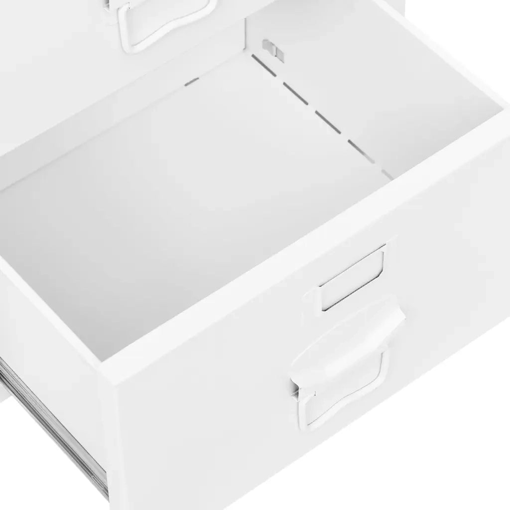 Scrivania Industriale con Cassetti Bianca 105x52x75 cm Acciaio 339635