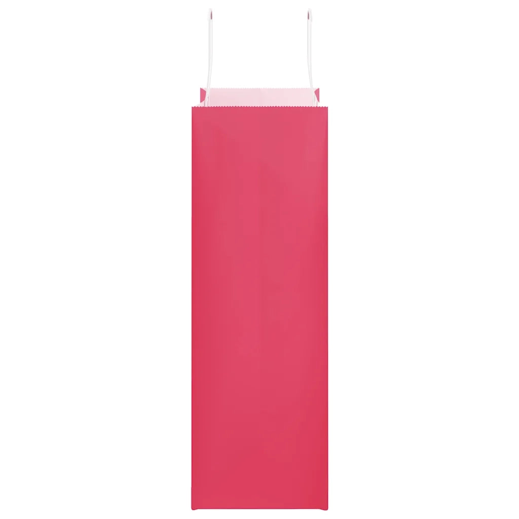 vidaXL Sacchetti di Carta 250 pz con Manici Rosa 26x12x35 cm