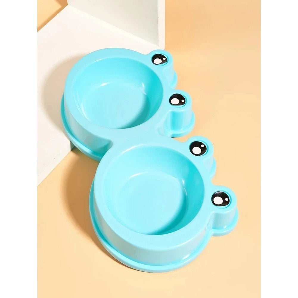 Trade Shop - Ciotola Con Design Rana Per Cane Gatto Animale Domestico Doppio Per Cibo Acqua -