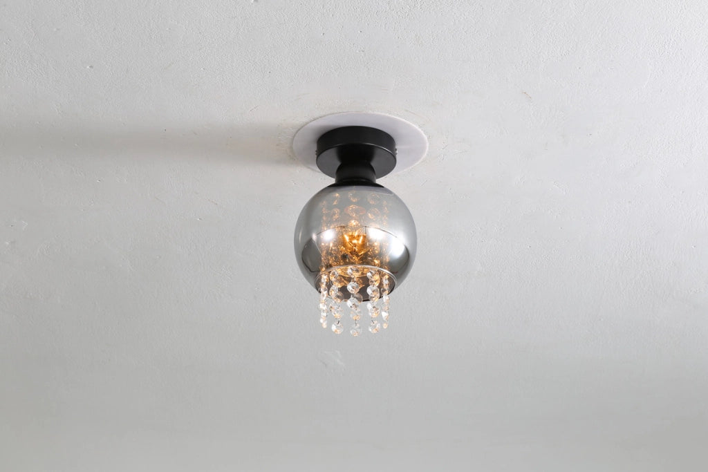 ZMH Lampada da soffitto plafoniera moderna vetro grigio fumo E27 per camera letto corridoio