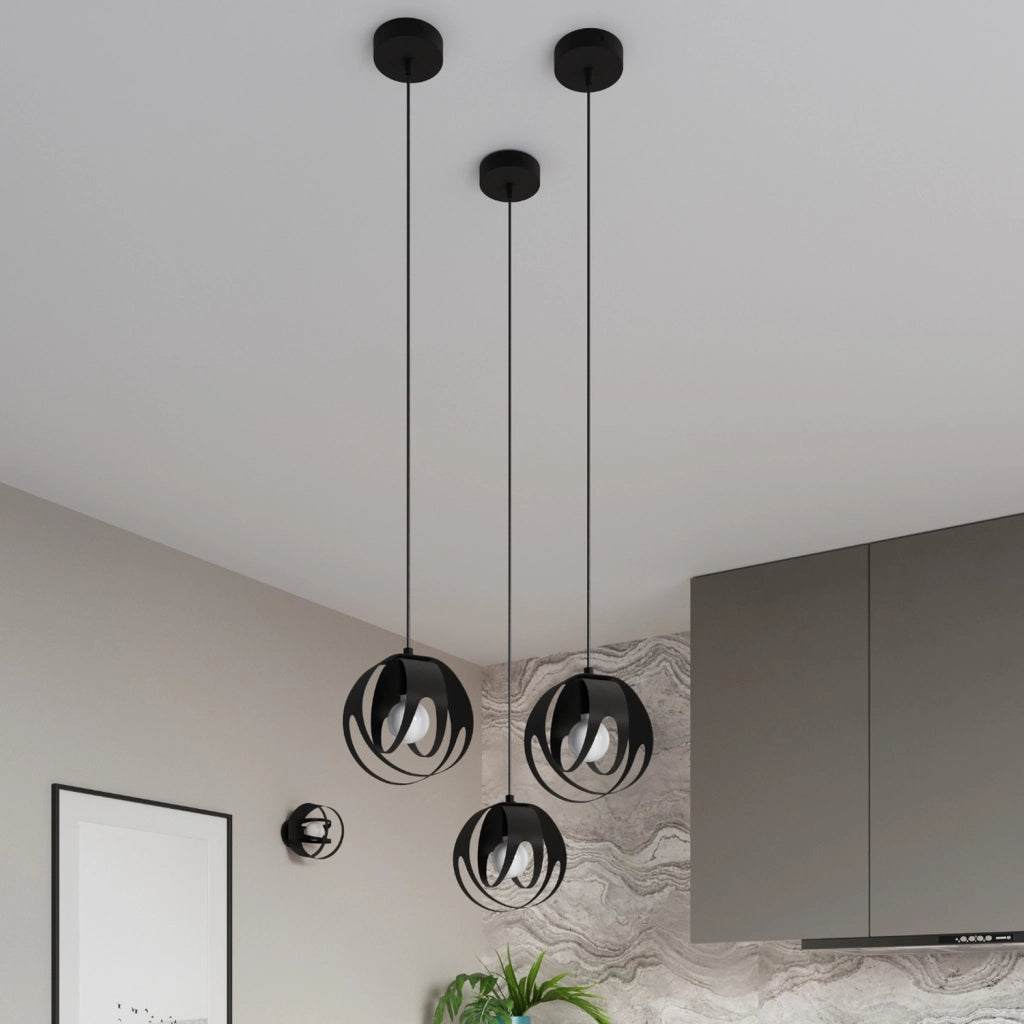 Lampada a sospensione nera FINARA Pure Lume E27 15W