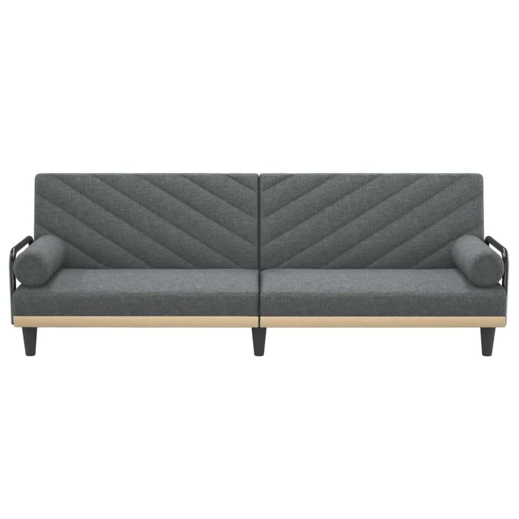 Divano letto con braccioli 205 x 89 x 70 cm tessuto grigio scuro 02_0019842