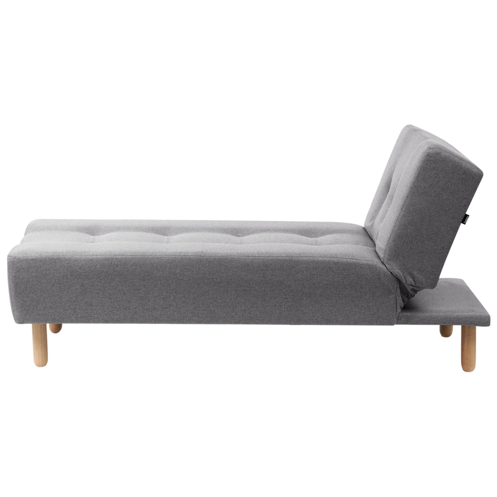 Chaise longue Grigio Tessuto Tappezzeria Gambe In Legno Chiaro Stile Scandinavo